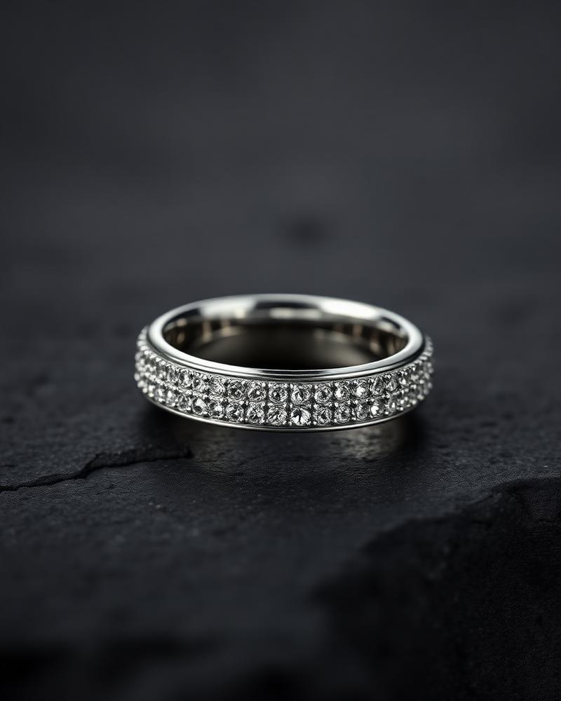 Noir 18K White Gold Pavé Diamond Band