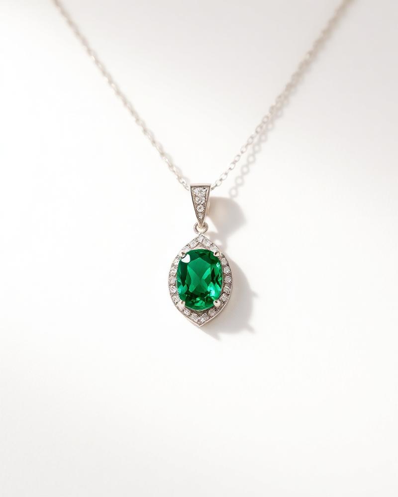 Veridian 18K White Gold Emerald Pendant