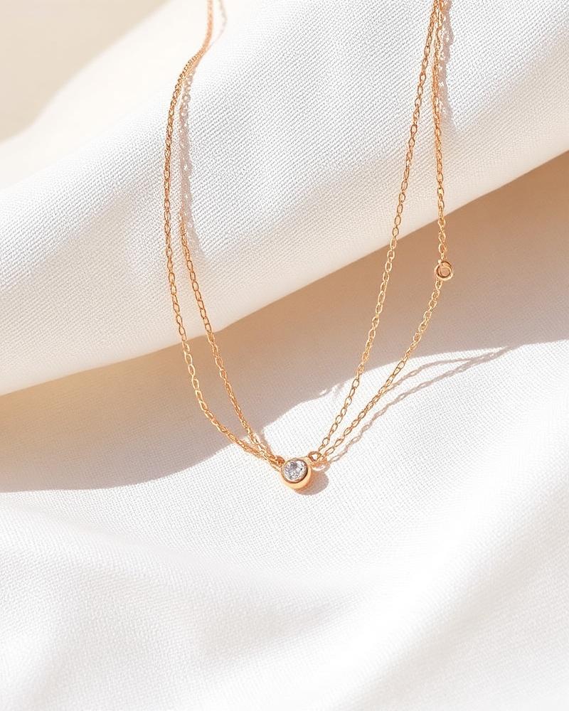 Étoile Rose Gold Layered Solitaire Necklace