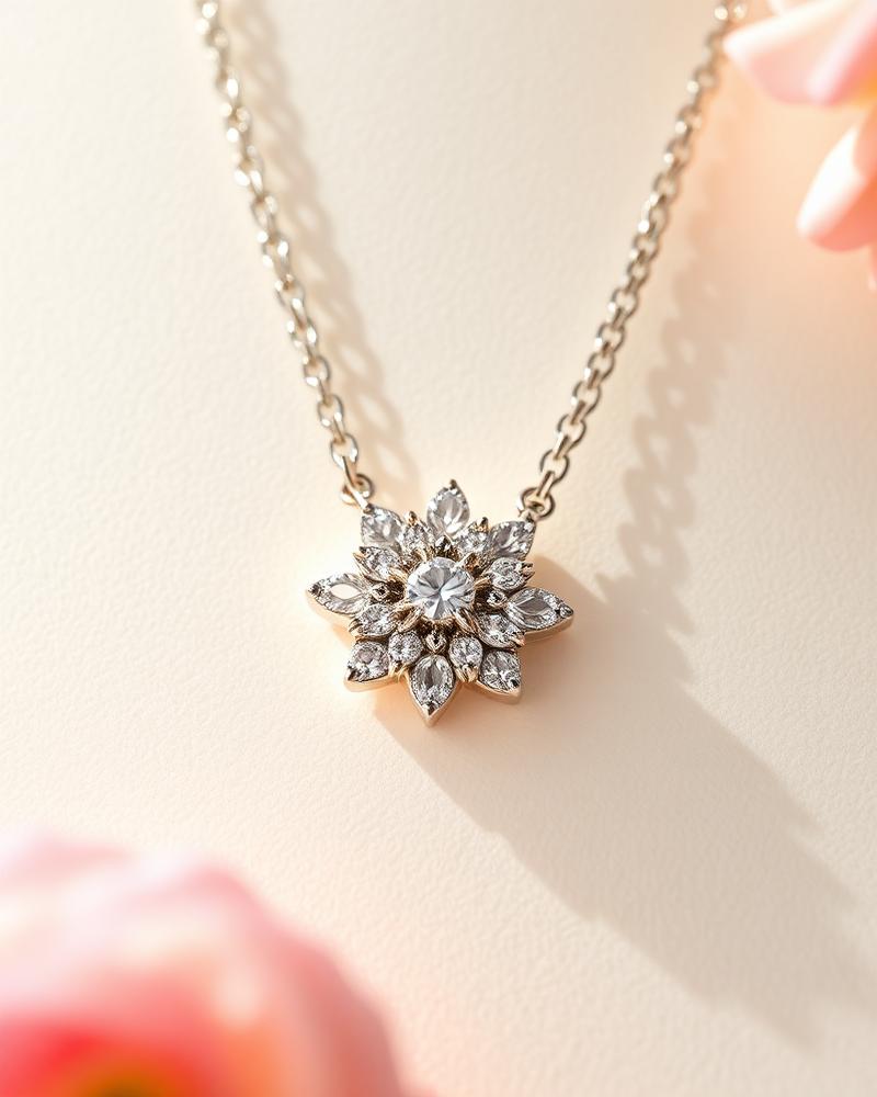Fleurette 18K White Gold Diamond Cluster Pendant