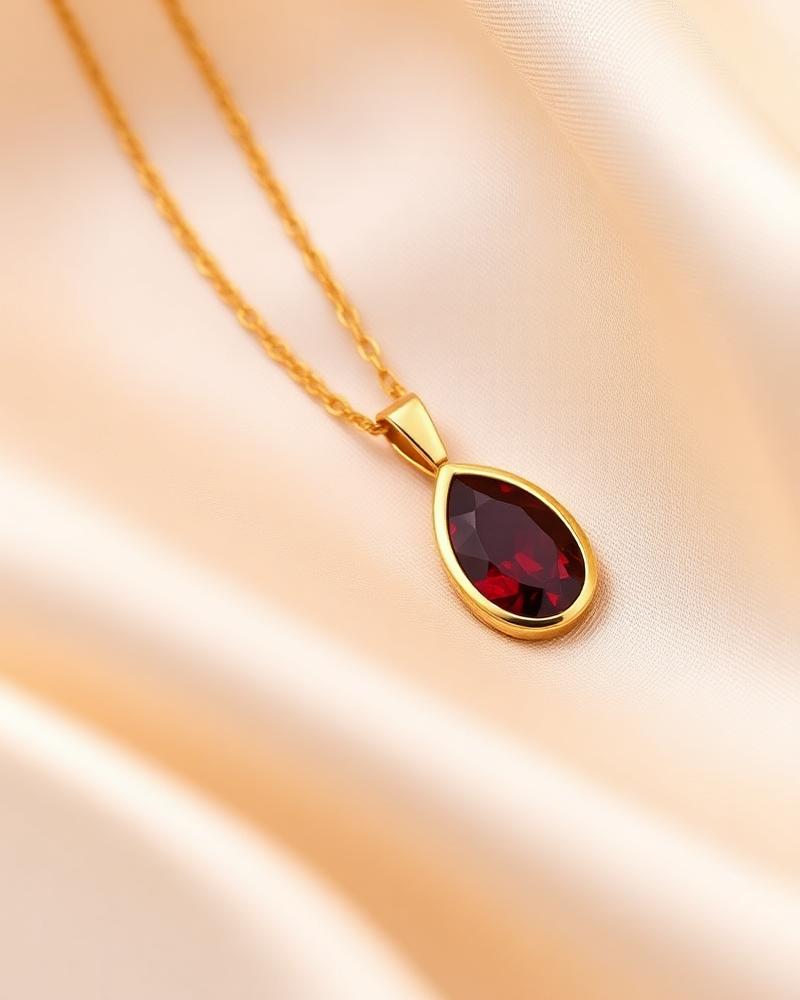 Ember 18K Gold Garnet Drop Pendant