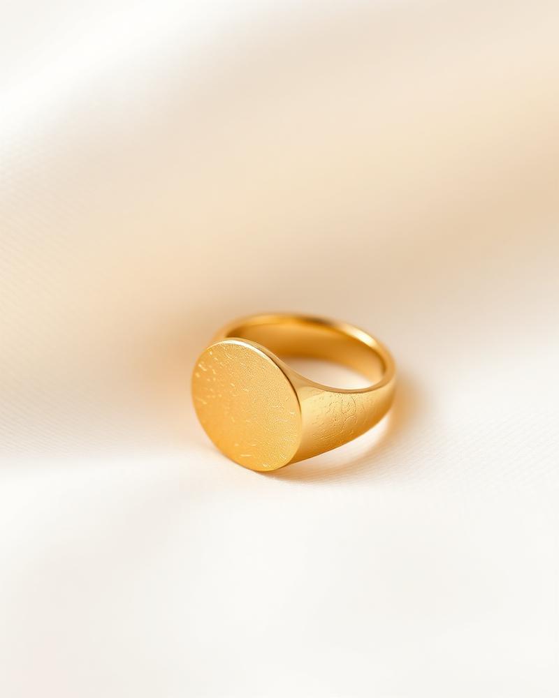 Monolith 18K Gold Brushed Signet Ring
