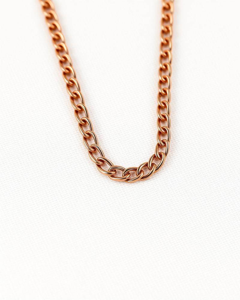 Rosa Steel Rose-Gold PVD Curb Necklace